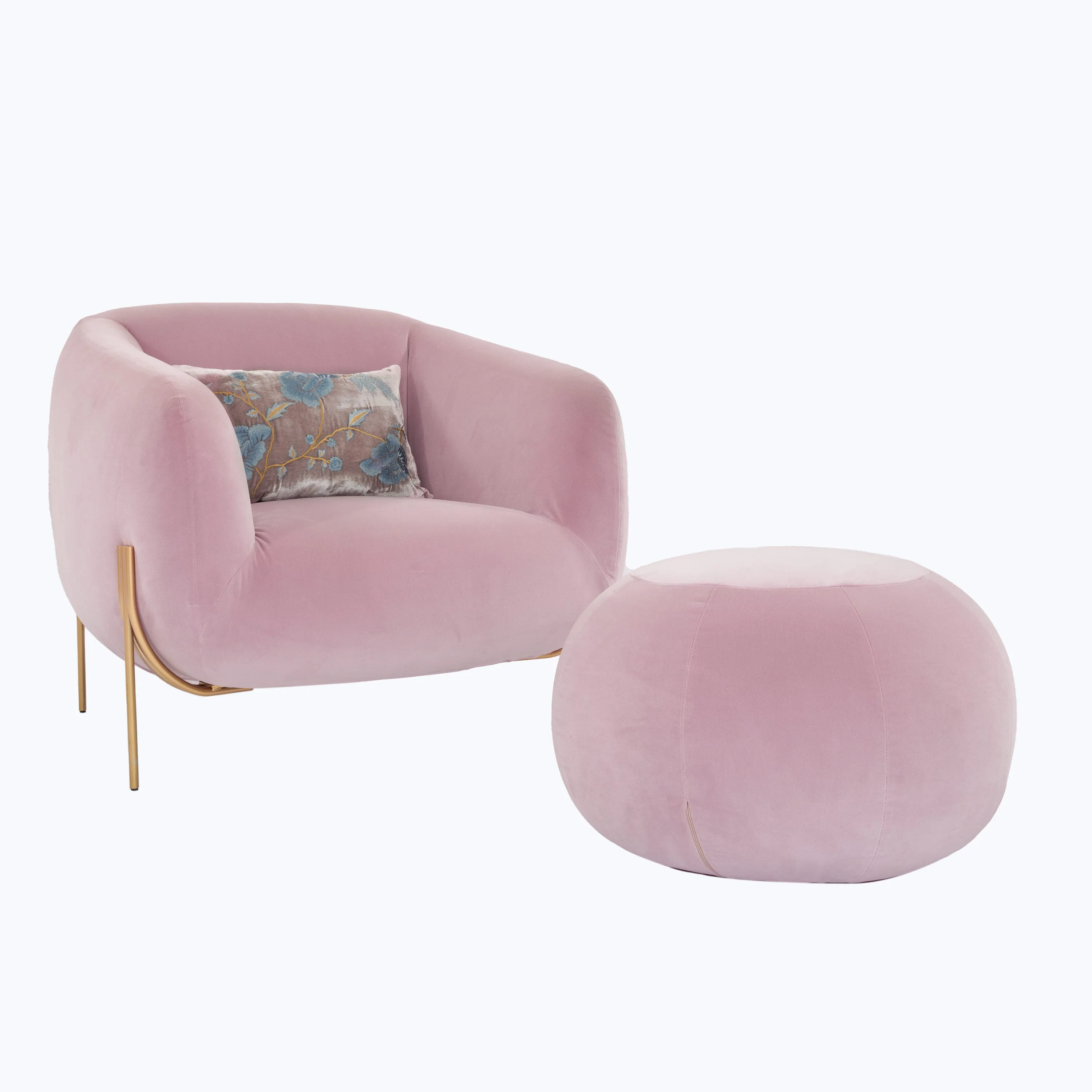 Geo Crushed Velvet Ottoman, Small
