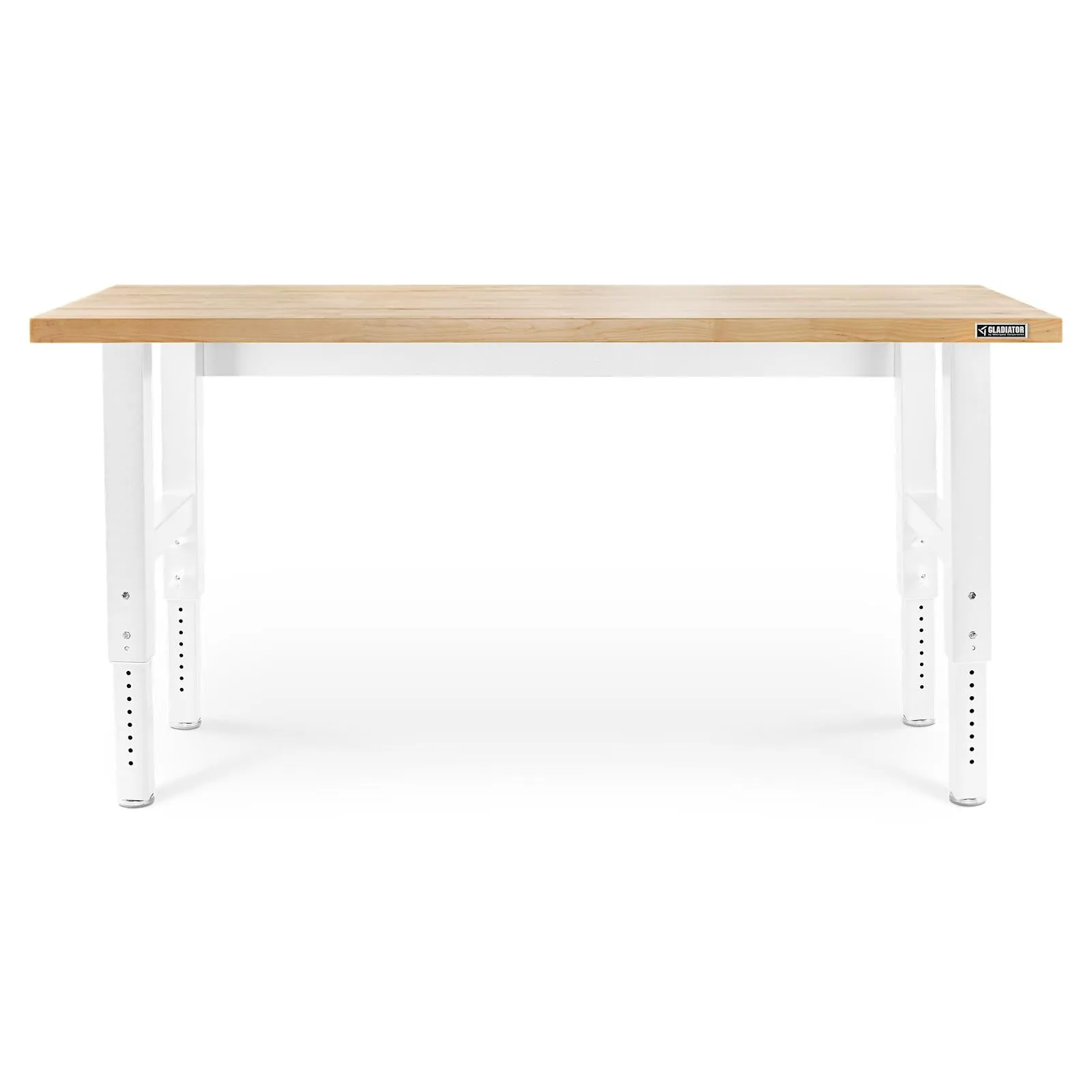 Gladiator Hammered White 6' Adjustable Height Hardwood Workbench - GAWB06HWGW