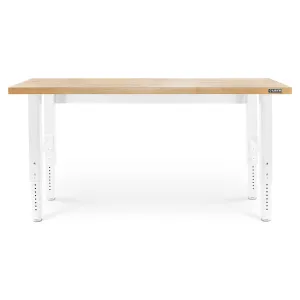 Gladiator Hammered White 6' Adjustable Height Hardwood Workbench - GAWB06HWGW