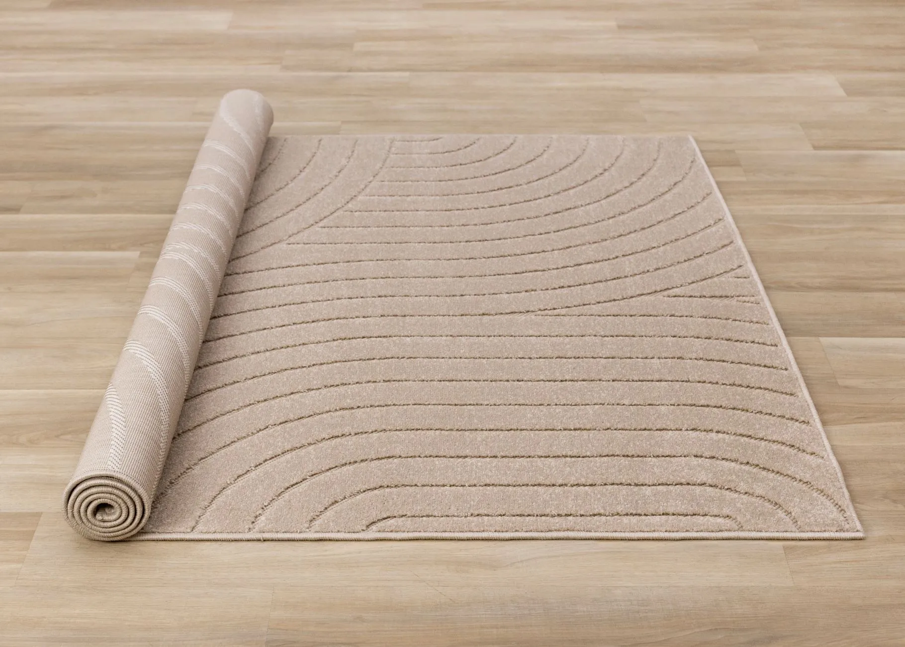 Golden Dunes 5'3" x 7'7" Modern Curved Arches Design Area Rug - Beige