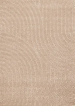 Golden Dunes 5'3" x 7'7" Modern Curved Arches Design Area Rug - Beige
