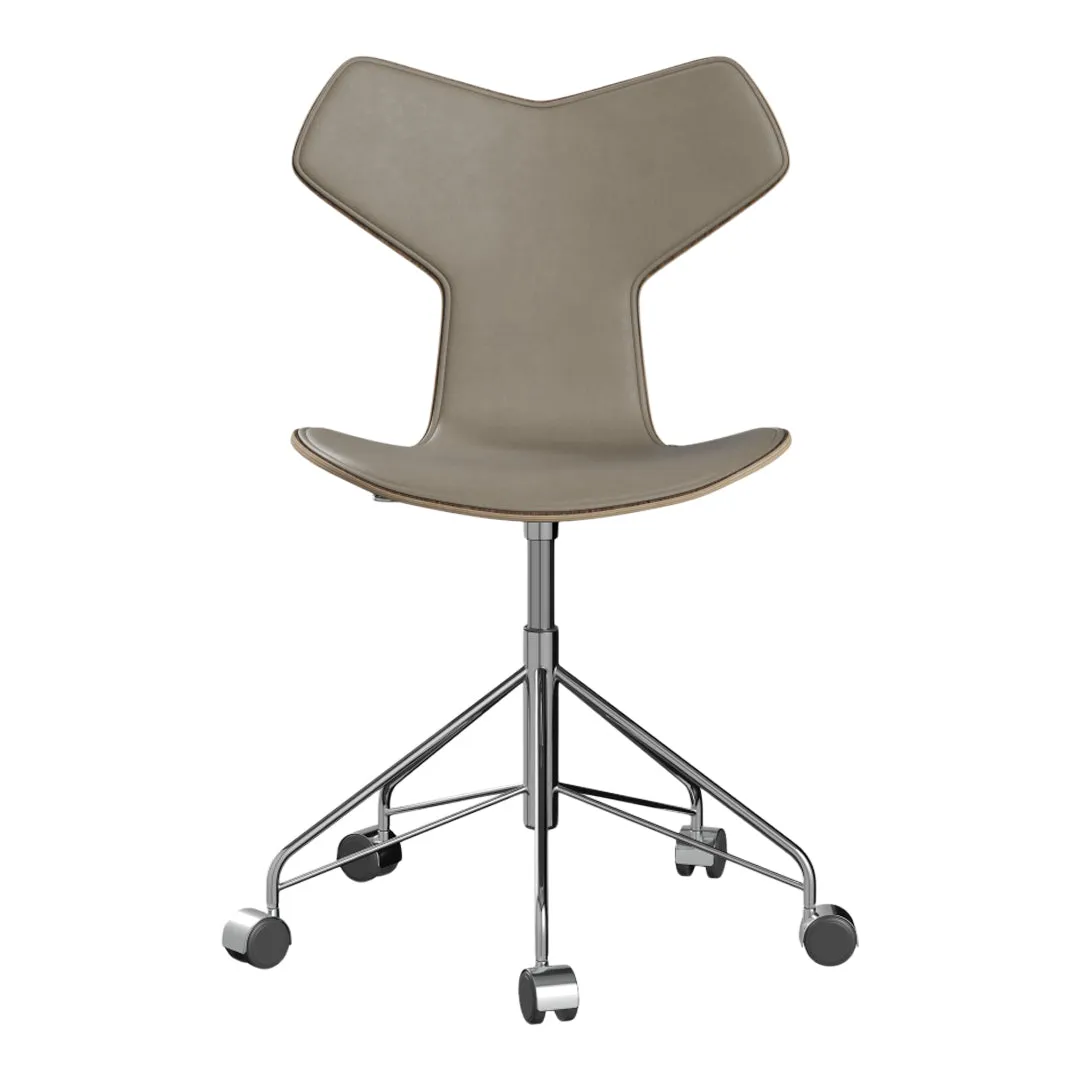 Grand Prix Swivel Chair 3131 - Clear Lacquered - Front Upholstered
