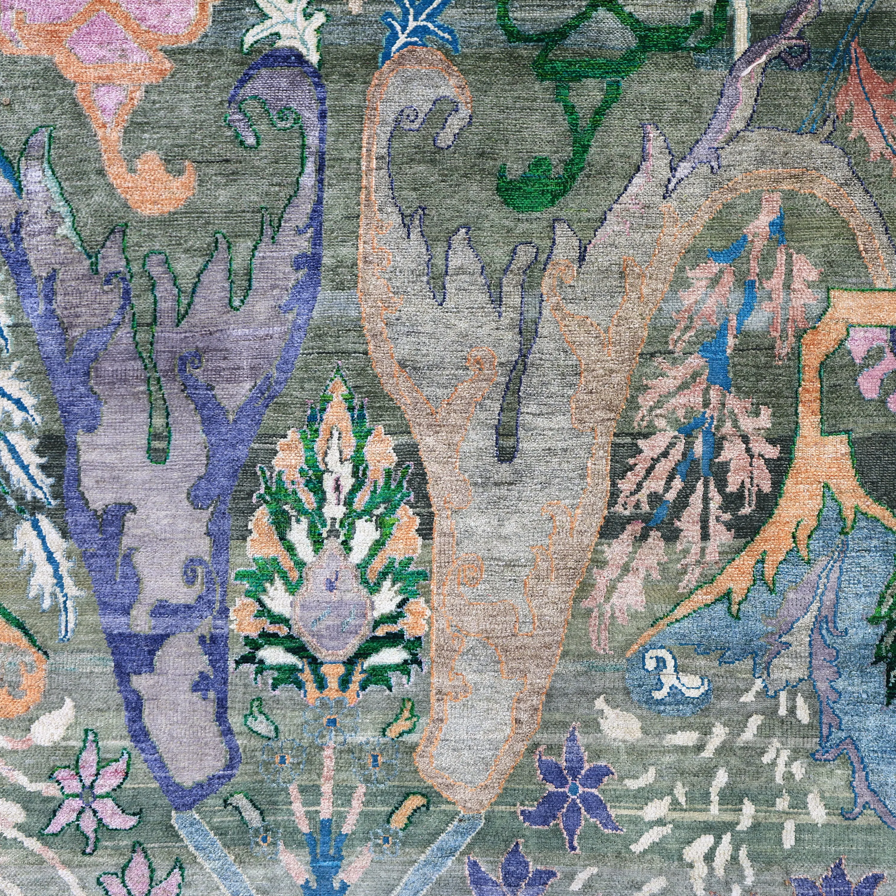 Green Alchemy Transitional Silk Rug - 8'11" x 12'