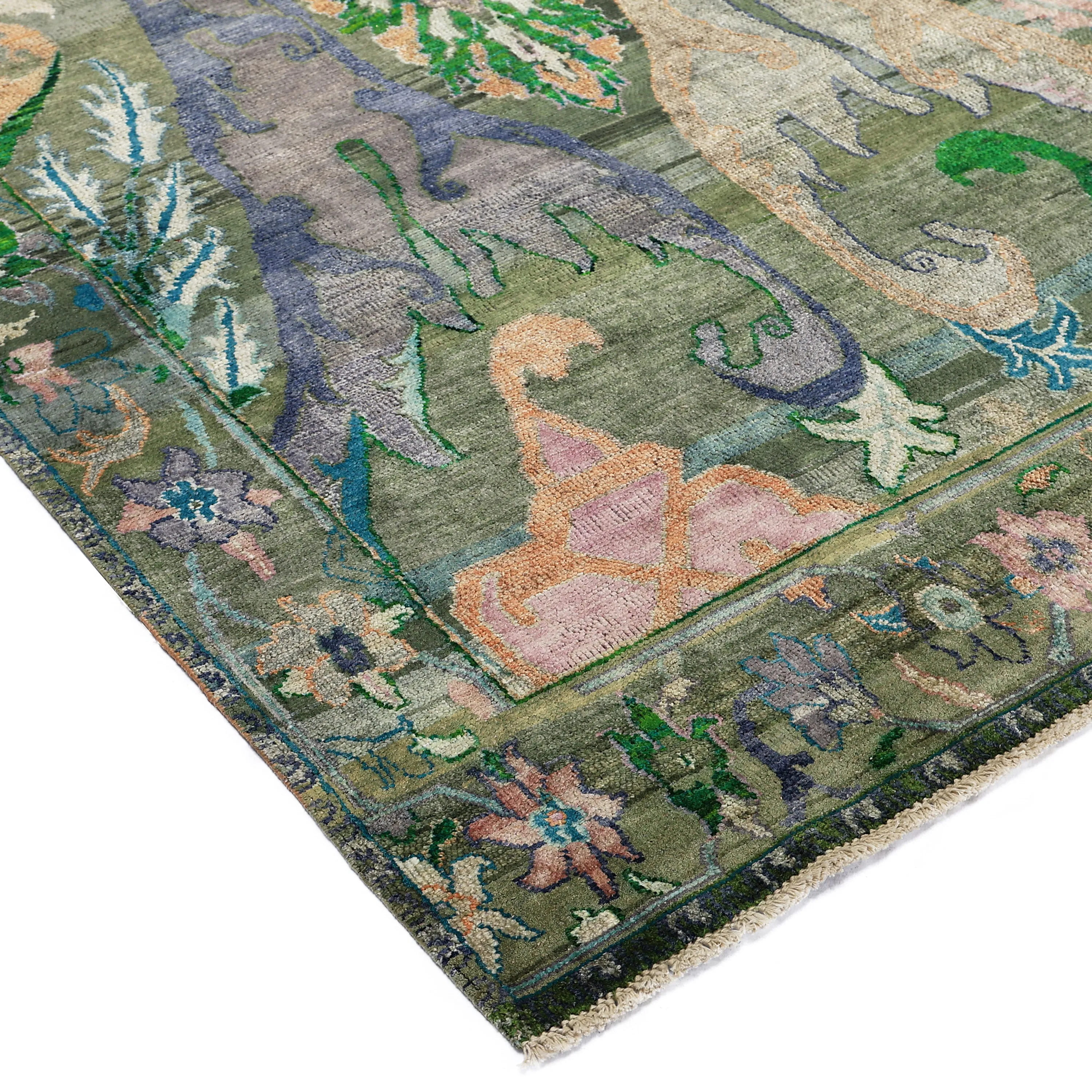 Green Alchemy Transitional Silk Rug - 8'11" x 12'