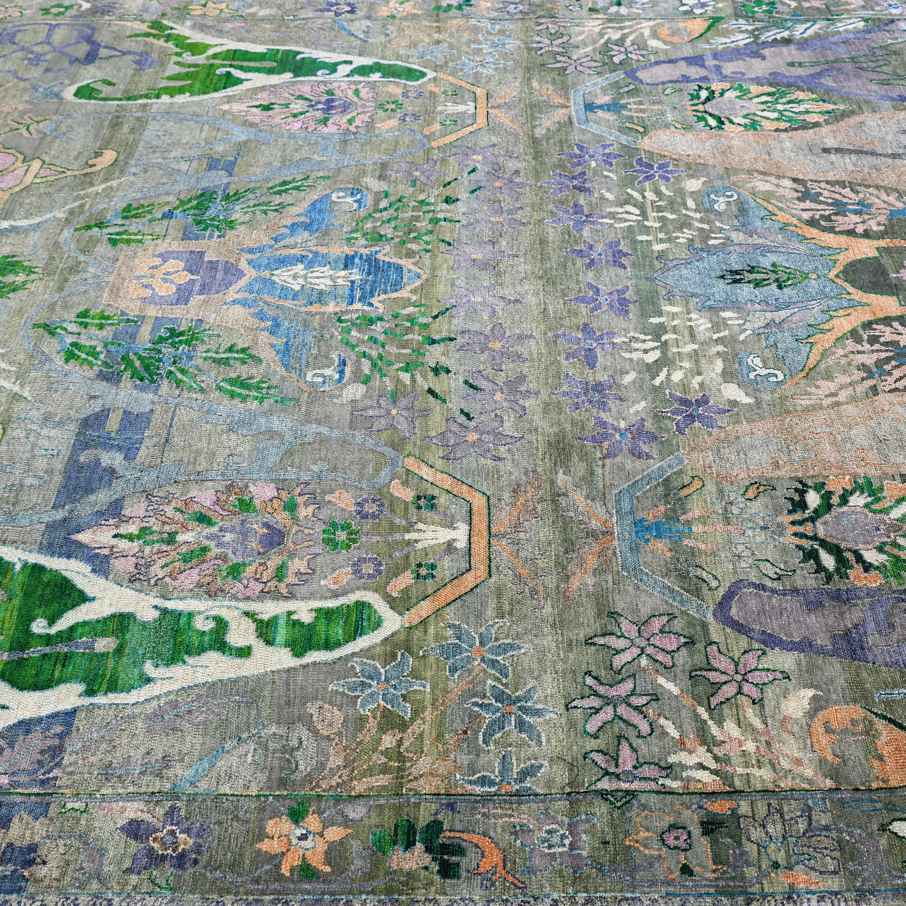 Green Alchemy Transitional Silk Rug - 8'11" x 12'