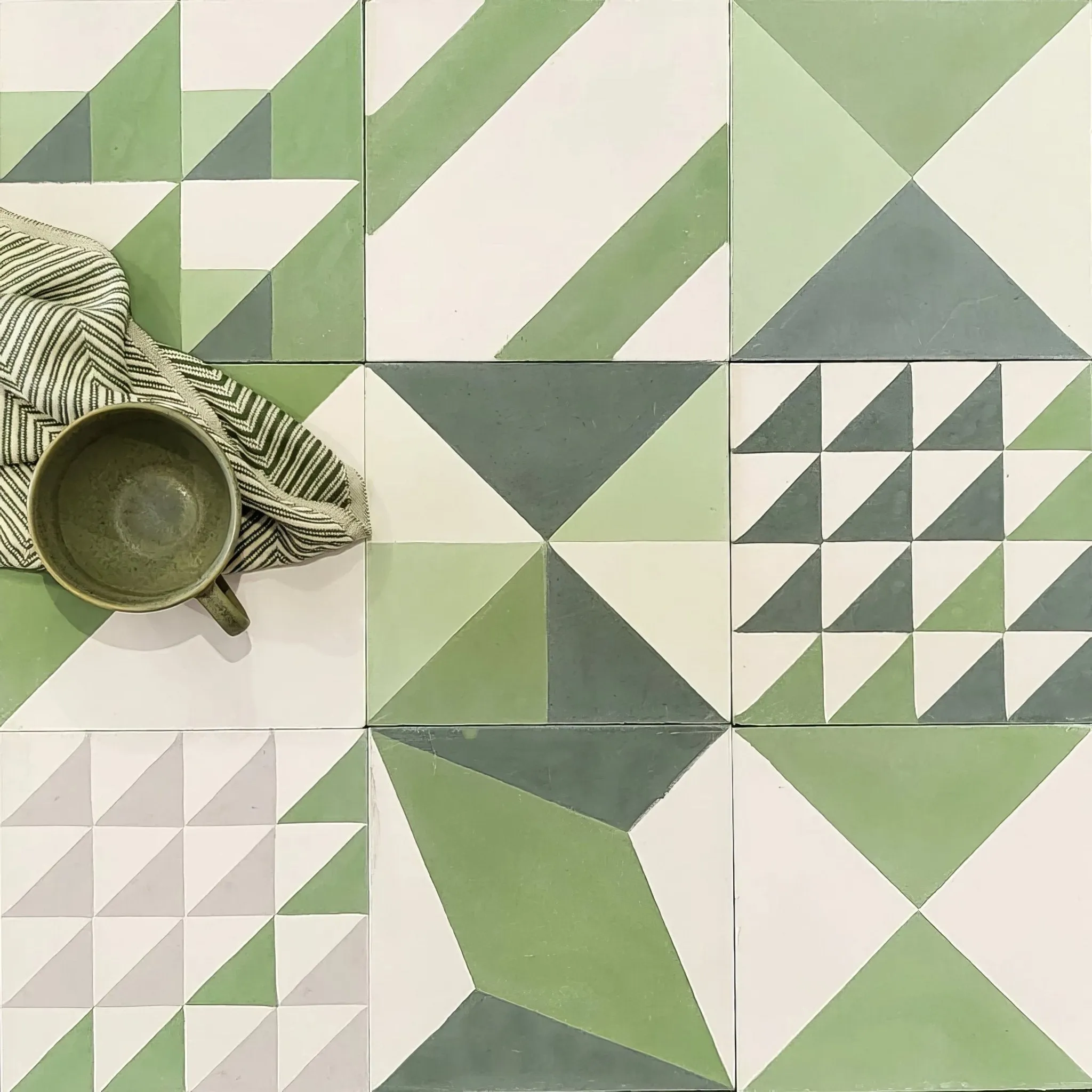 Green Handmade Patchwork Tile