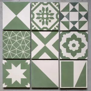 Green Handmade Patchwork Tile