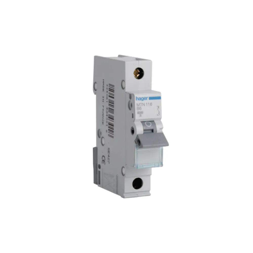 Hager Single Phase MCB MTN Range (6amp to 50amp)