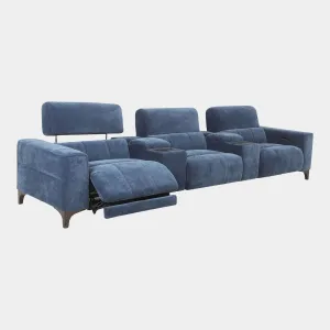 Hollywood - 3 Seat Power Recliner Cinema Sofa With Multimedia Console In Fabric