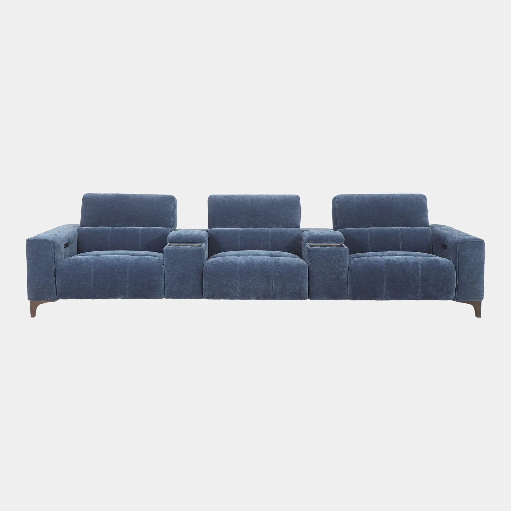 Hollywood - 3 Seat Power Recliner Cinema Sofa With Multimedia Console In Fabric