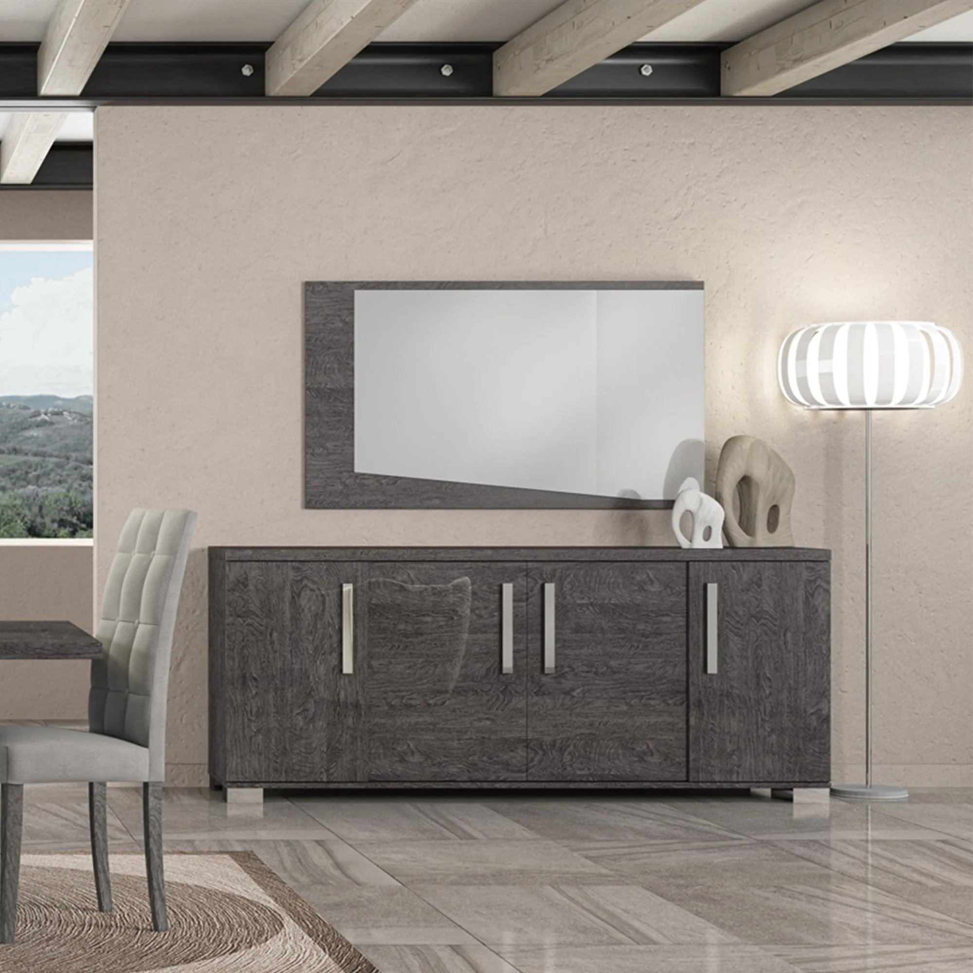 Isabella - 3 Door Buffet In Grey Birch