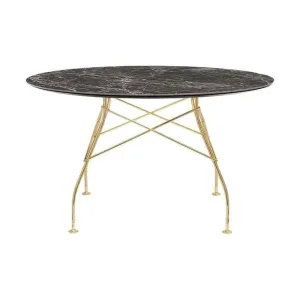 Kartell Glossy Table Round Marble, Gold/Brown Emperador