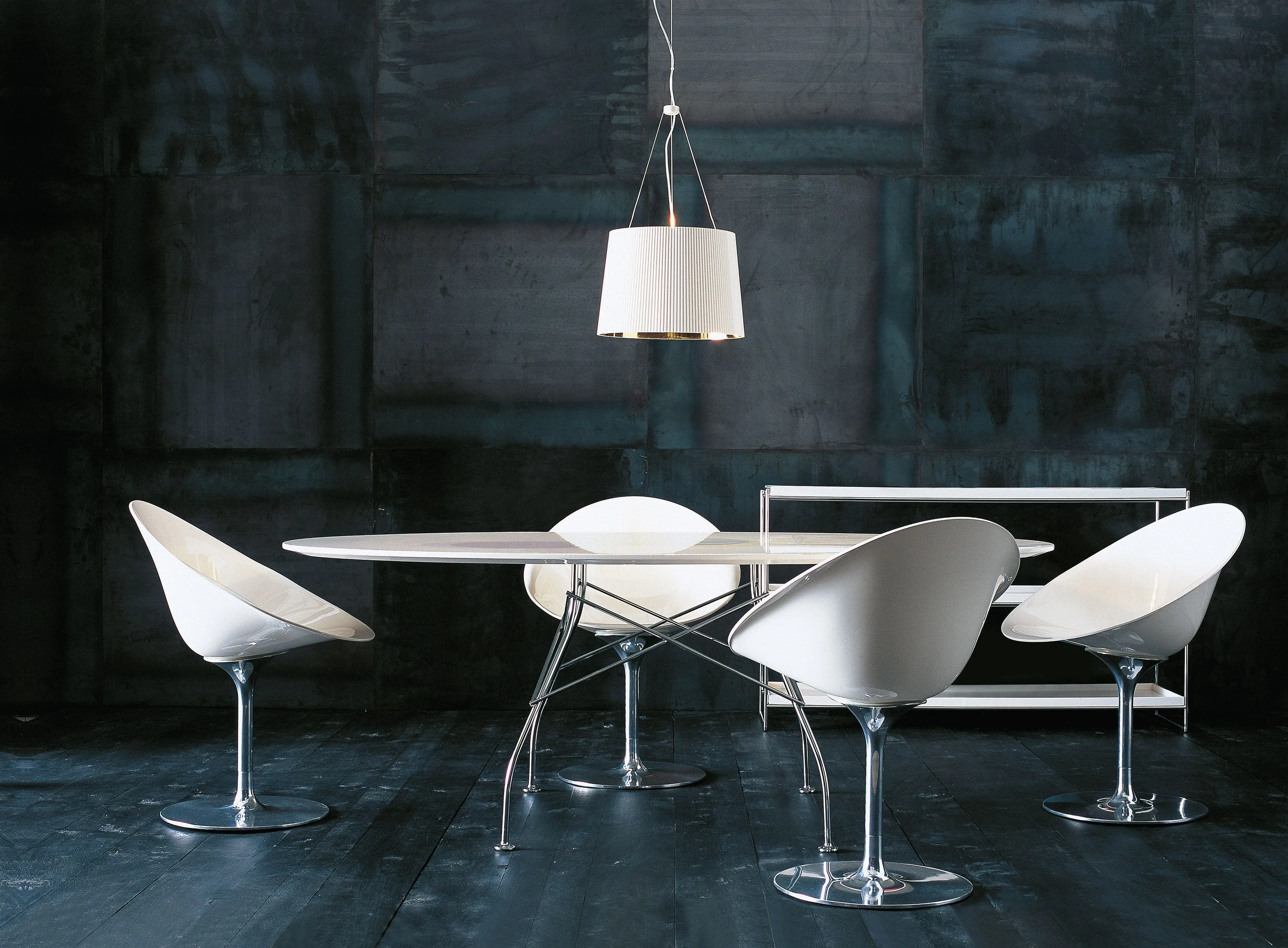 Kartell Glossy Table Round Marble, Gold/Brown Emperador