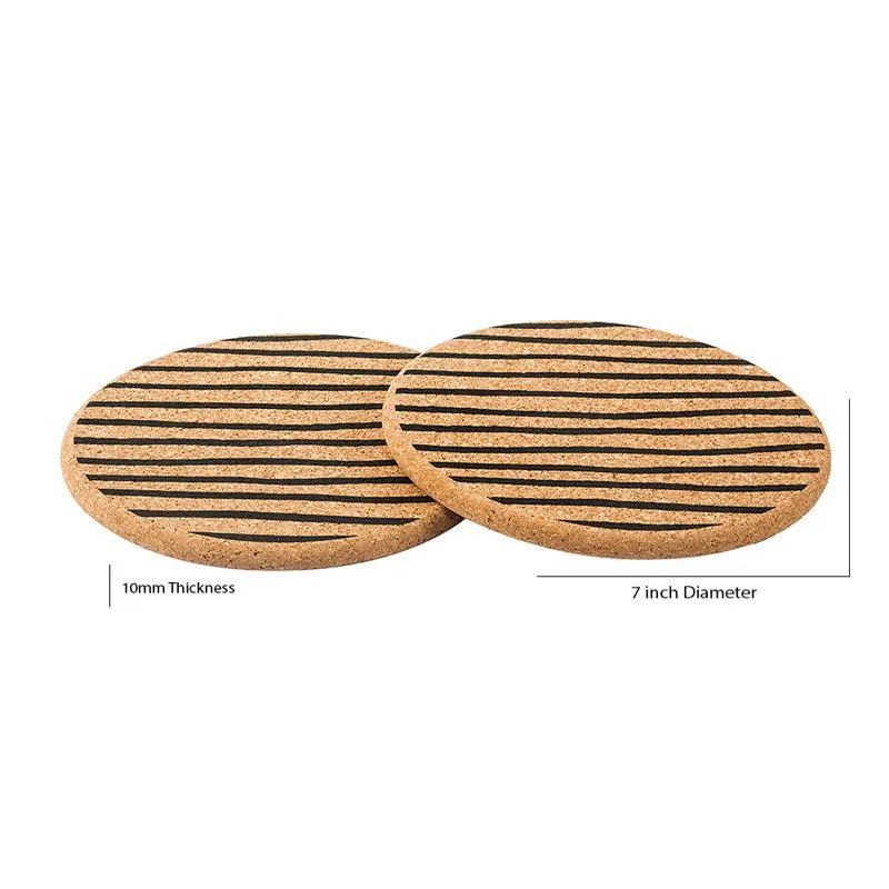 Kavi Lines Cork Trivets (Set of 2)