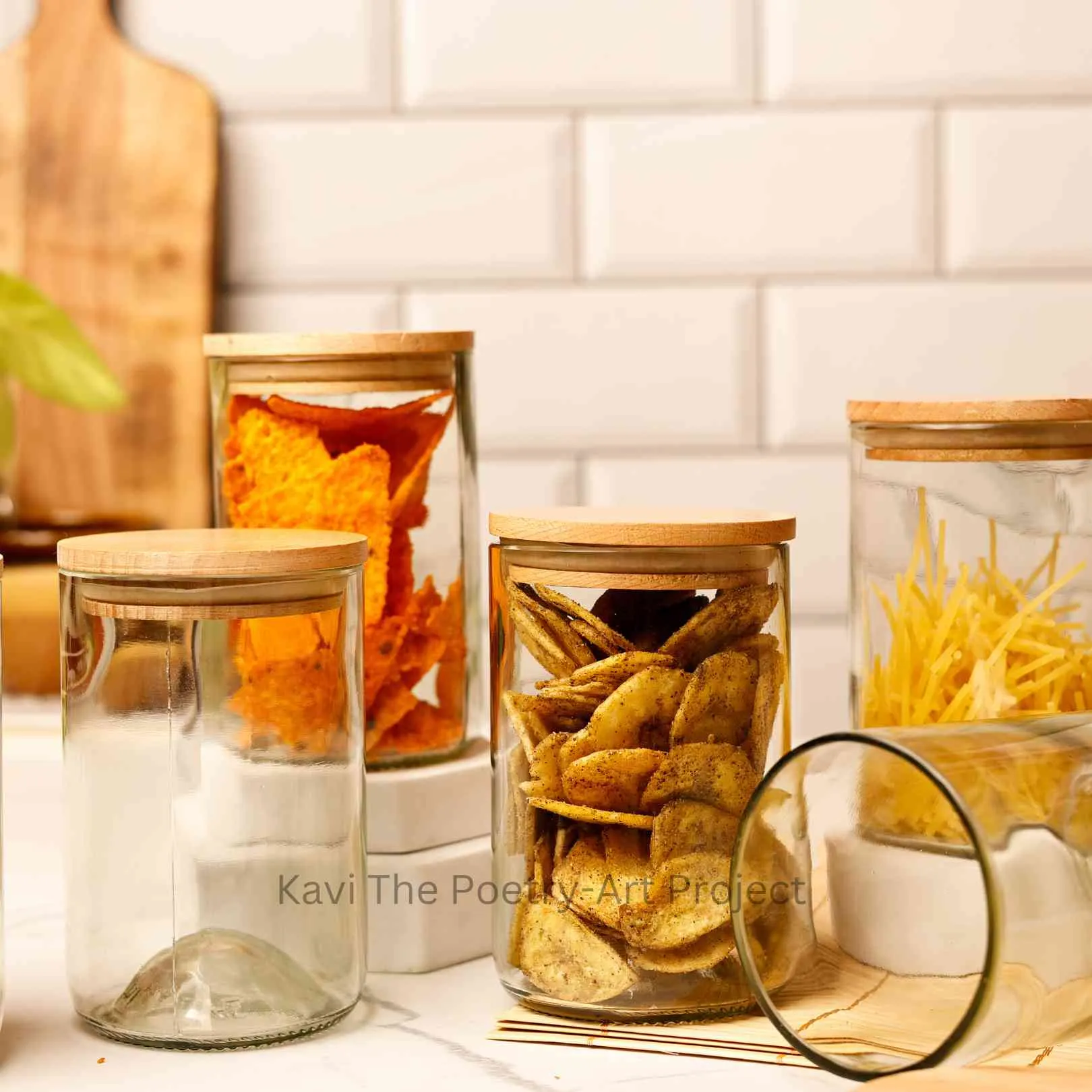 Kavi Transparent Wine Bottle Jars (Set of Four)