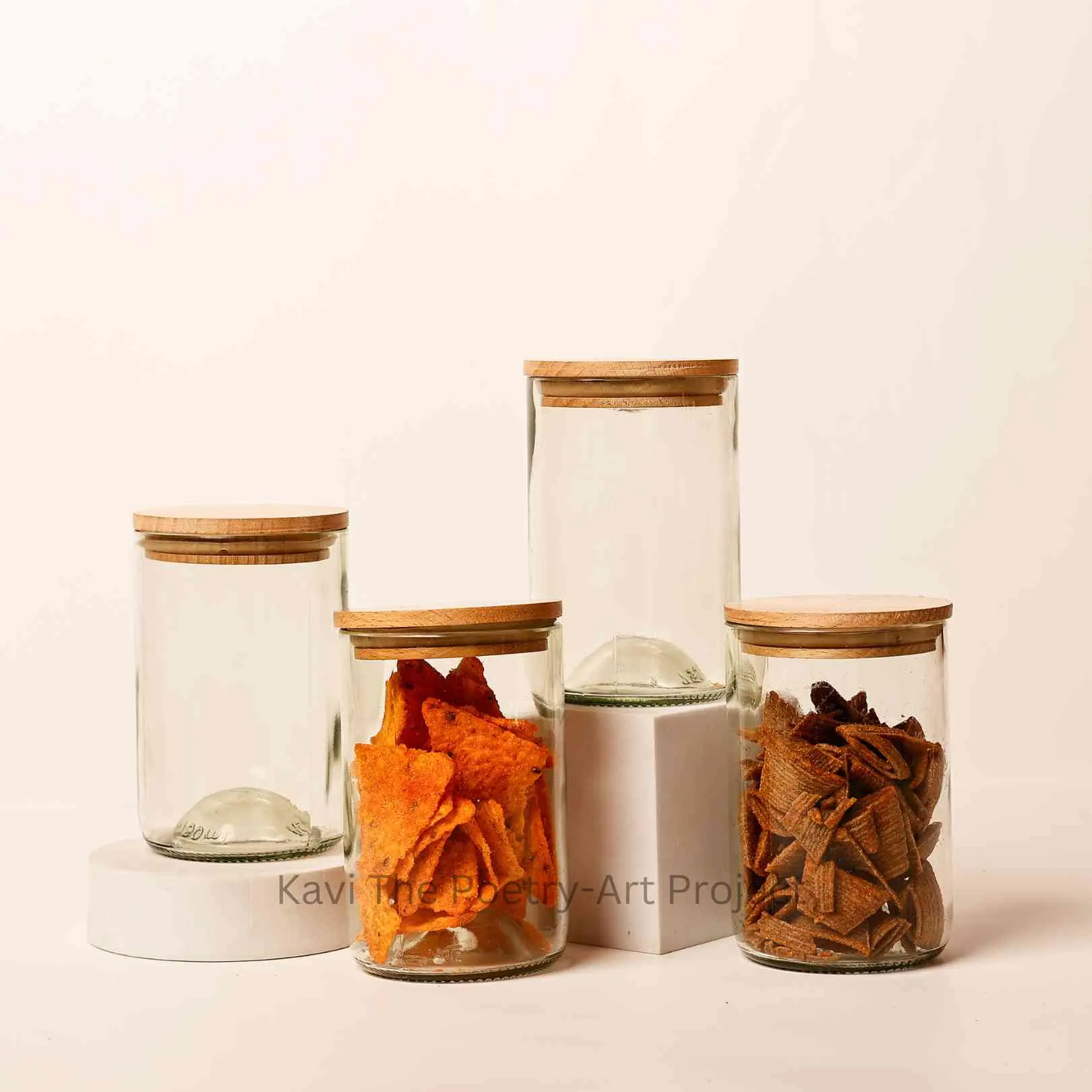 Kavi Transparent Wine Bottle Jars (Set of Four)