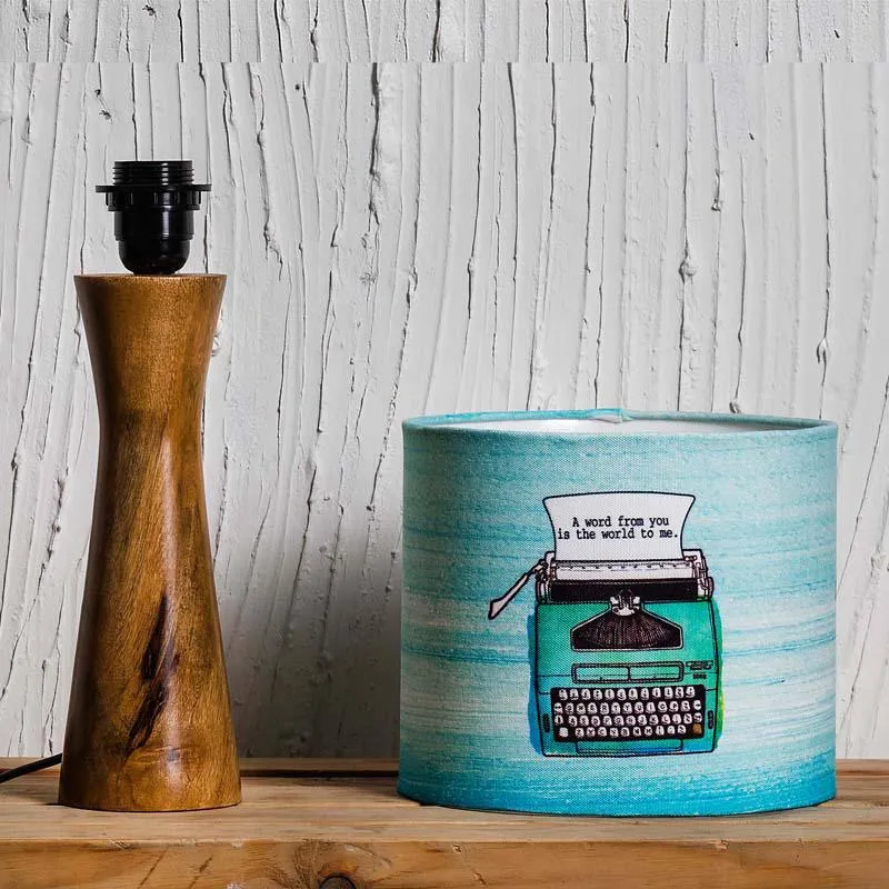 Kavi Typewriter Wooden Shade Lamp (Round)