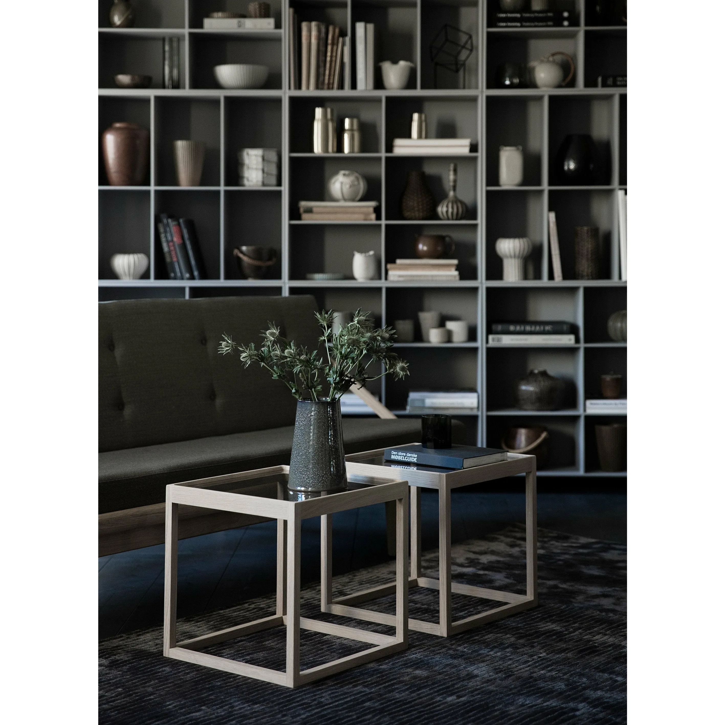 Klassik Studio Kø Cube Side Table Oak Oiled, Grey Marble