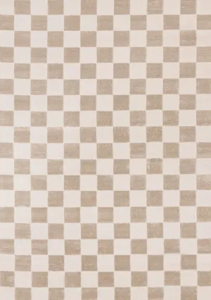 Logan Modern Checkered Area Rug - Beige Cream - 8' X 11'
