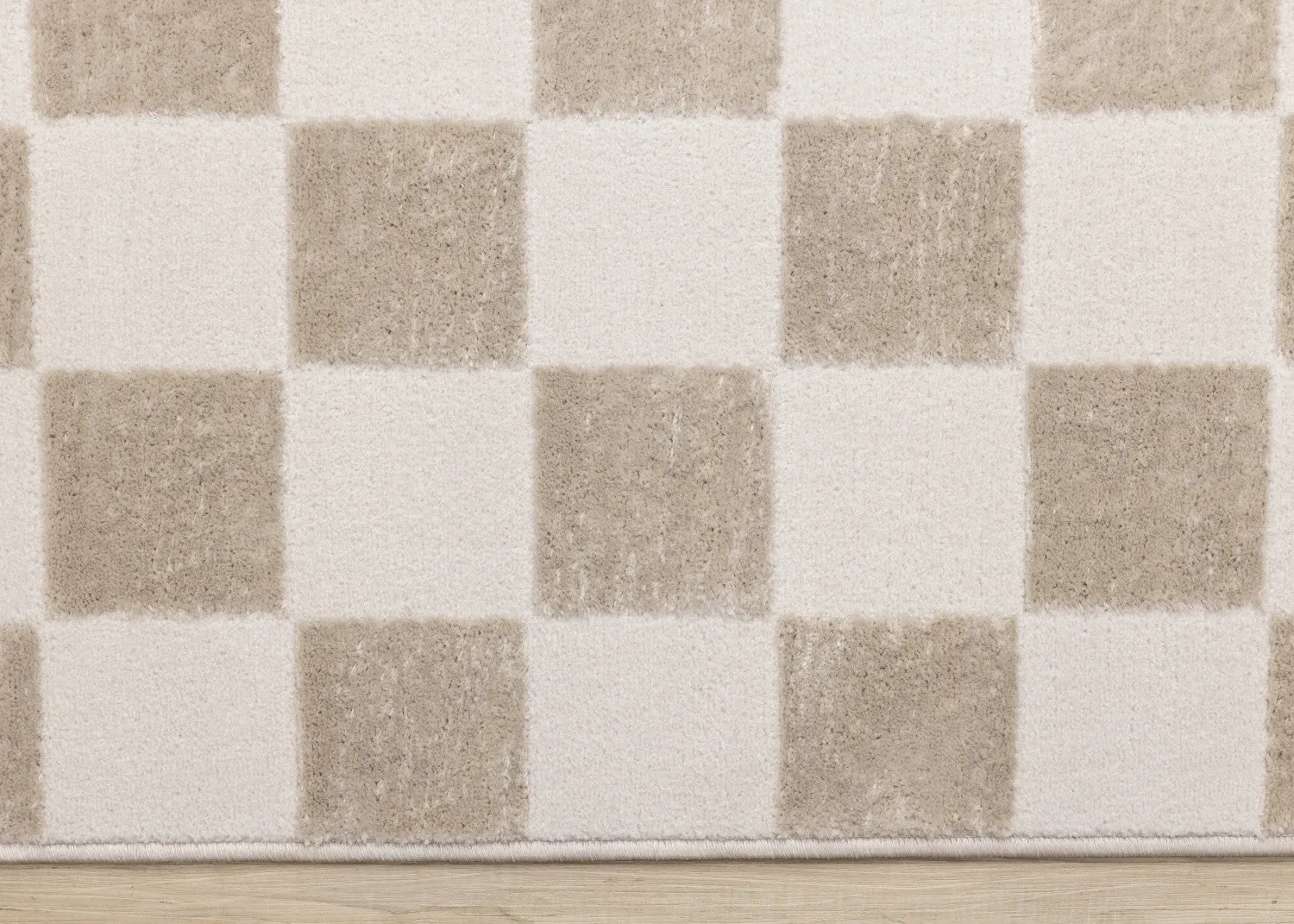 Logan Modern Checkered Area Rug - Beige Cream - 8' X 11'