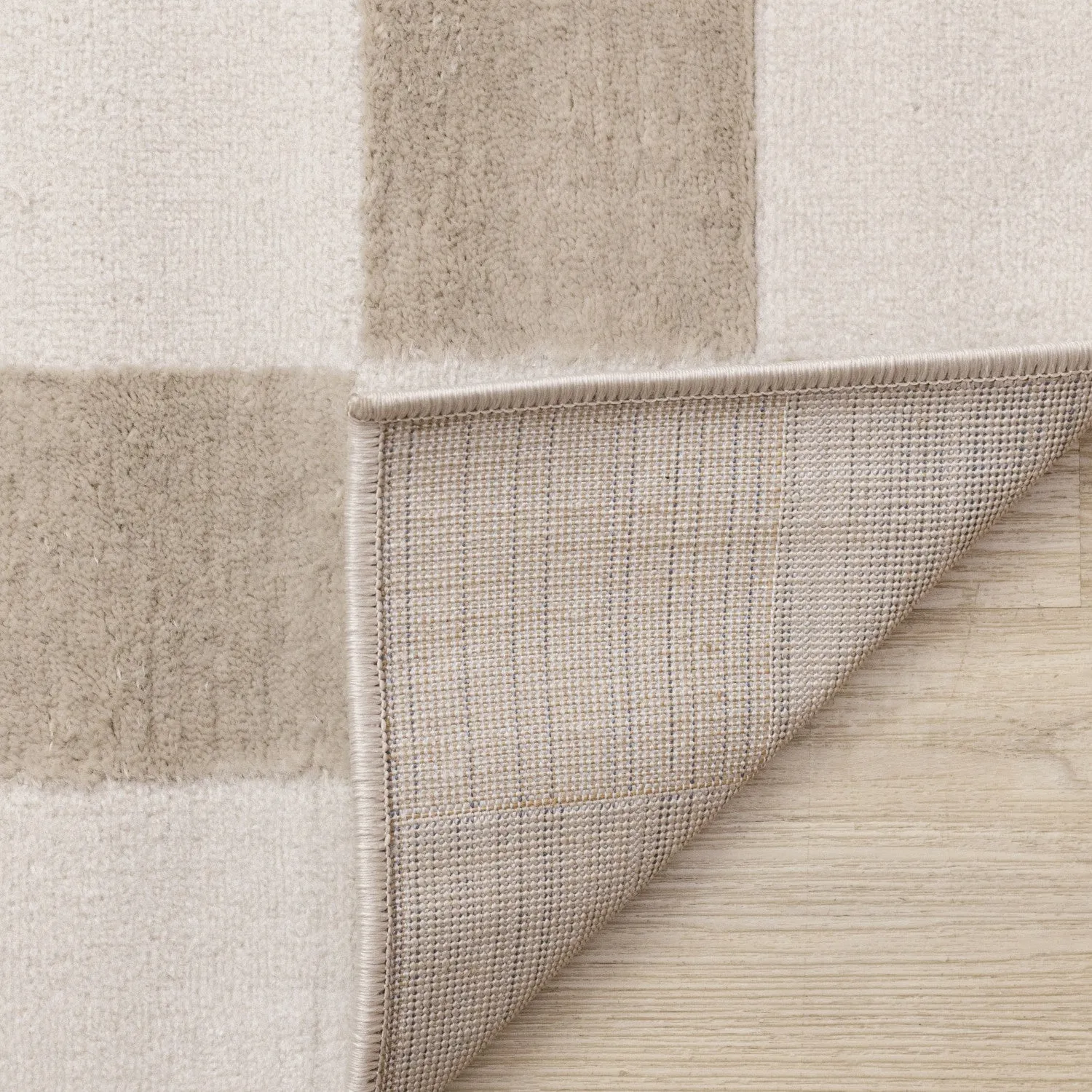 Logan Modern Checkered Area Rug - Beige Cream - 8' X 11'