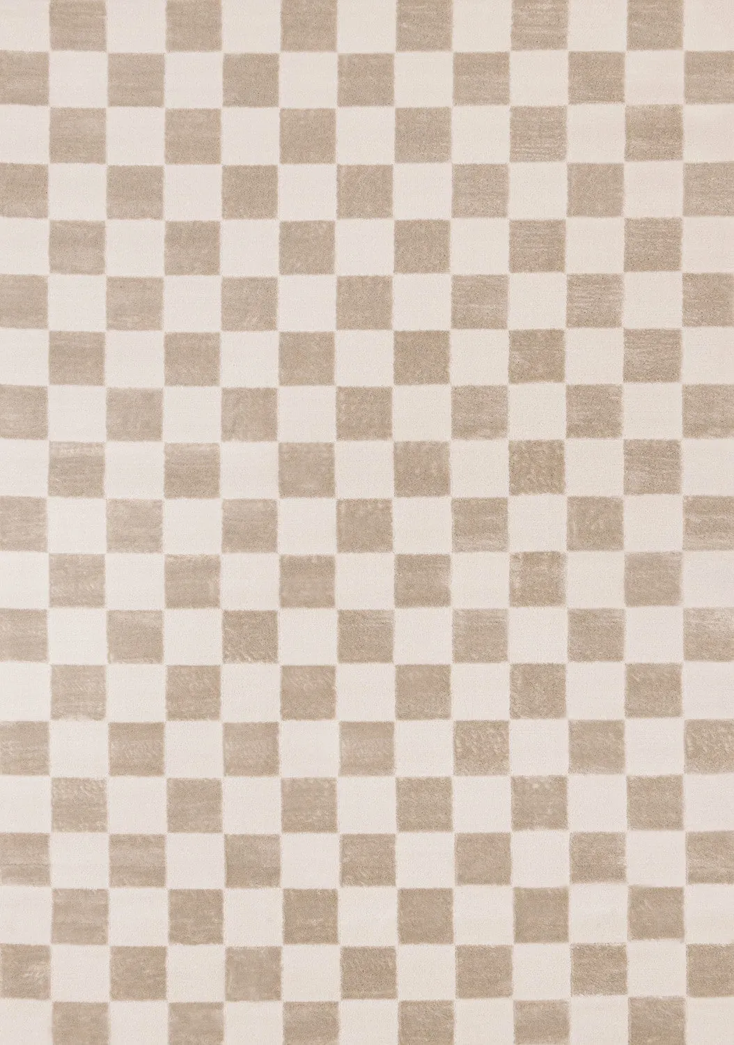 Logan Modern Checkered Area Rug - Beige Cream - 8' X 11'