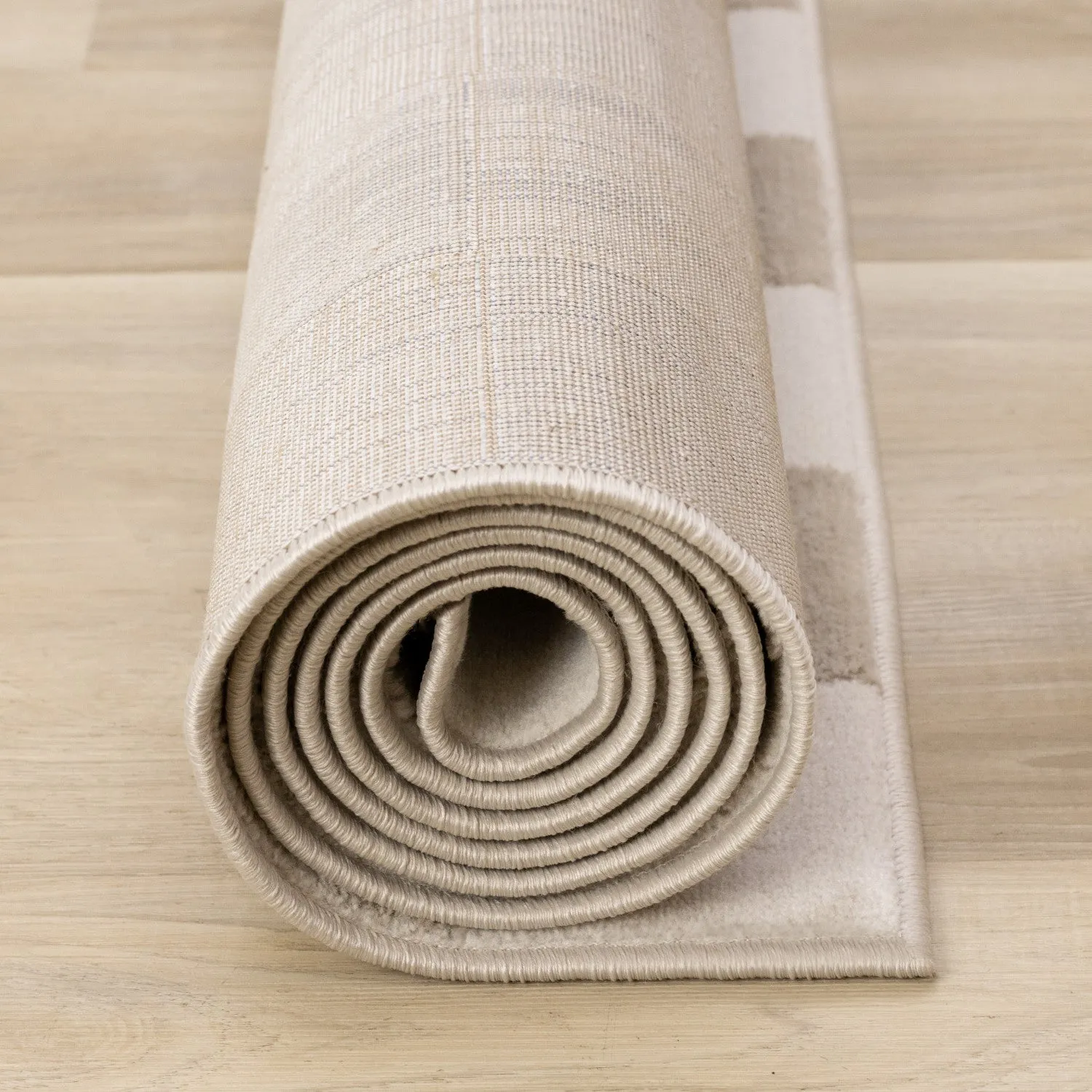 Logan Modern Checkered Area Rug - Beige Cream - 8' X 11'