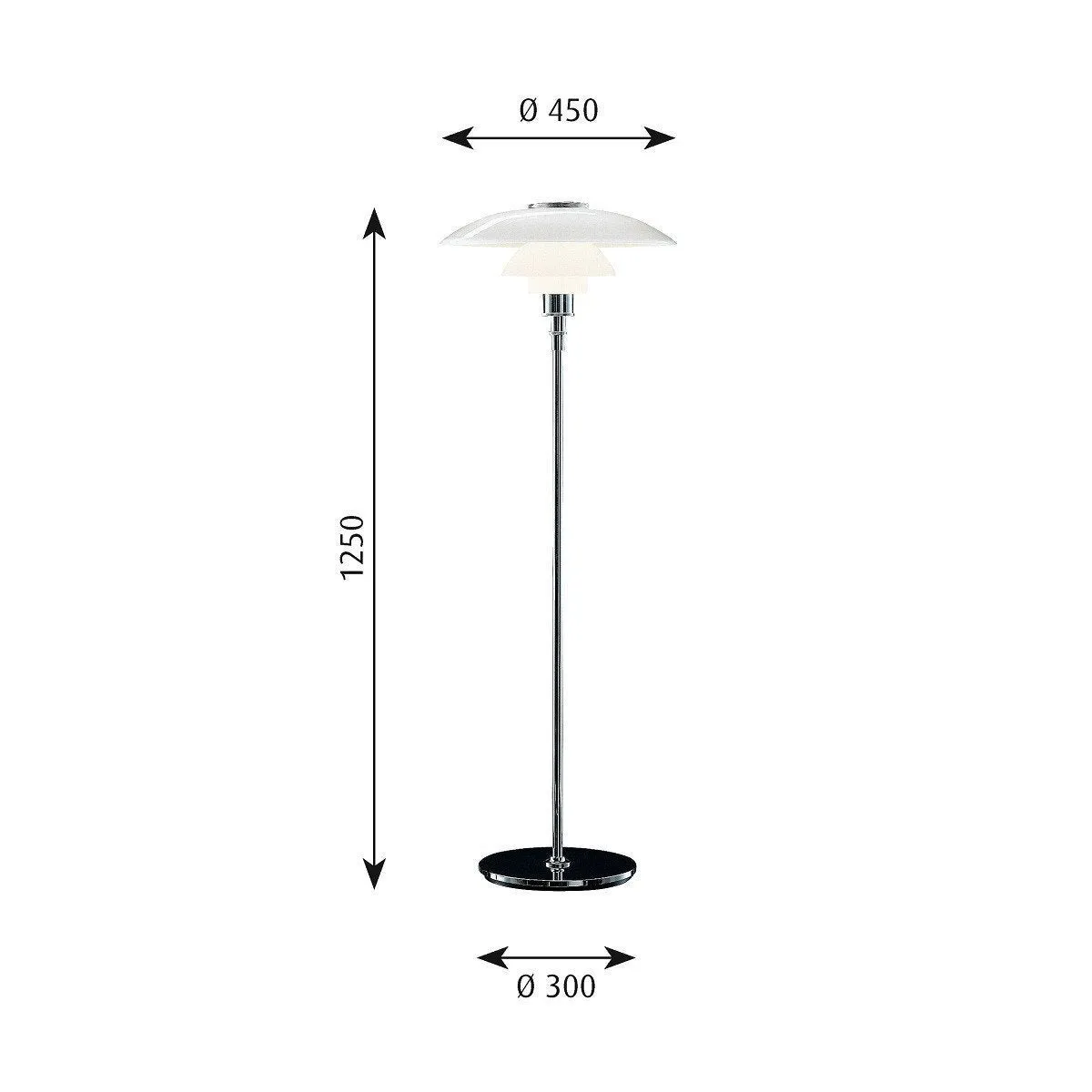 Louis Poulsen Ph 41/2 31/2 Glass Floor Lamp