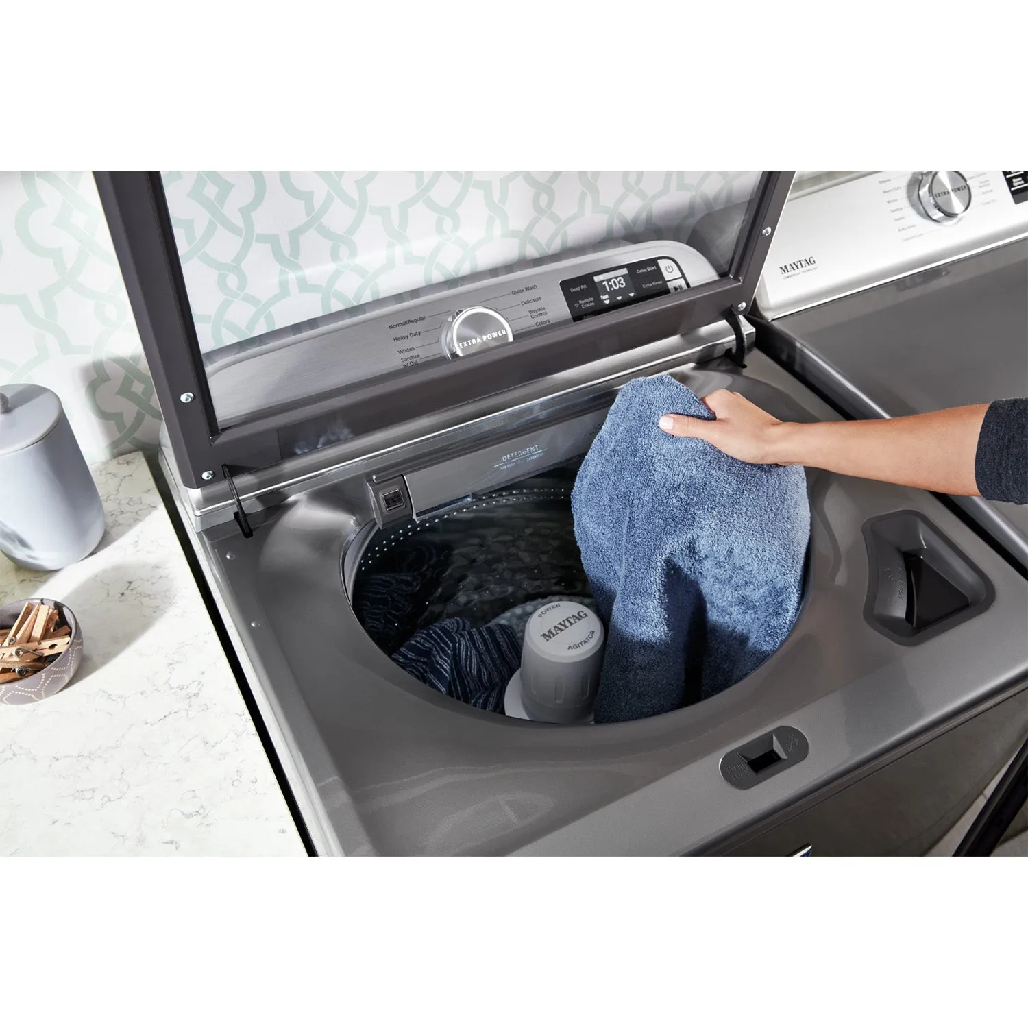 Maytag Metallic Slate Smart Top-Load Washer (6.0 cu. ft.) & Smart Gas Dryer (7.4 cu. ft.) - MVW7230HC/MGD6230HC
