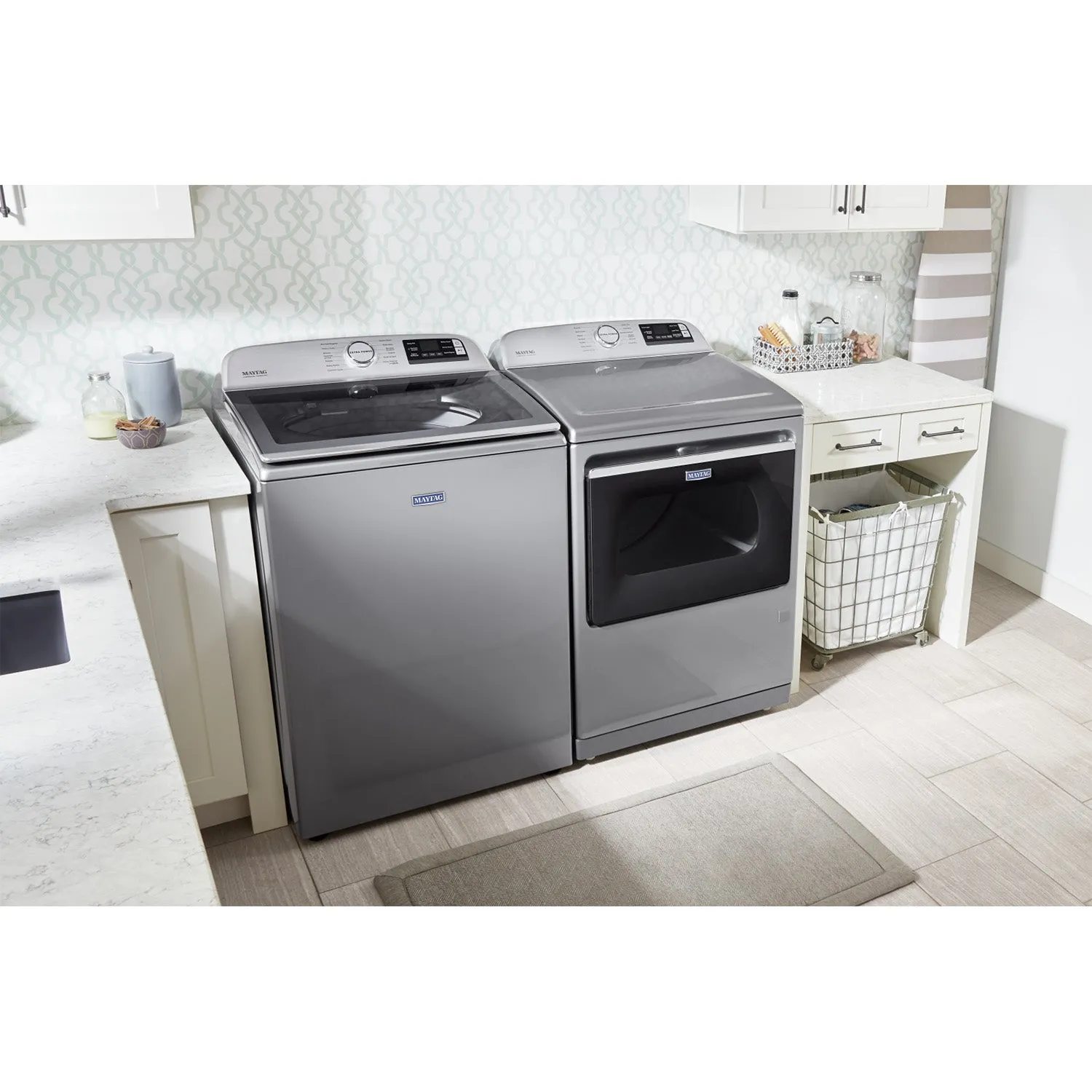 Maytag Metallic Slate Smart Top-Load Washer (6.0 cu. ft.) & Smart Gas Dryer (7.4 cu. ft.) - MVW7230HC/MGD6230HC
