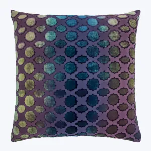 Mod Fretwork Velvet Pillow, Peacock