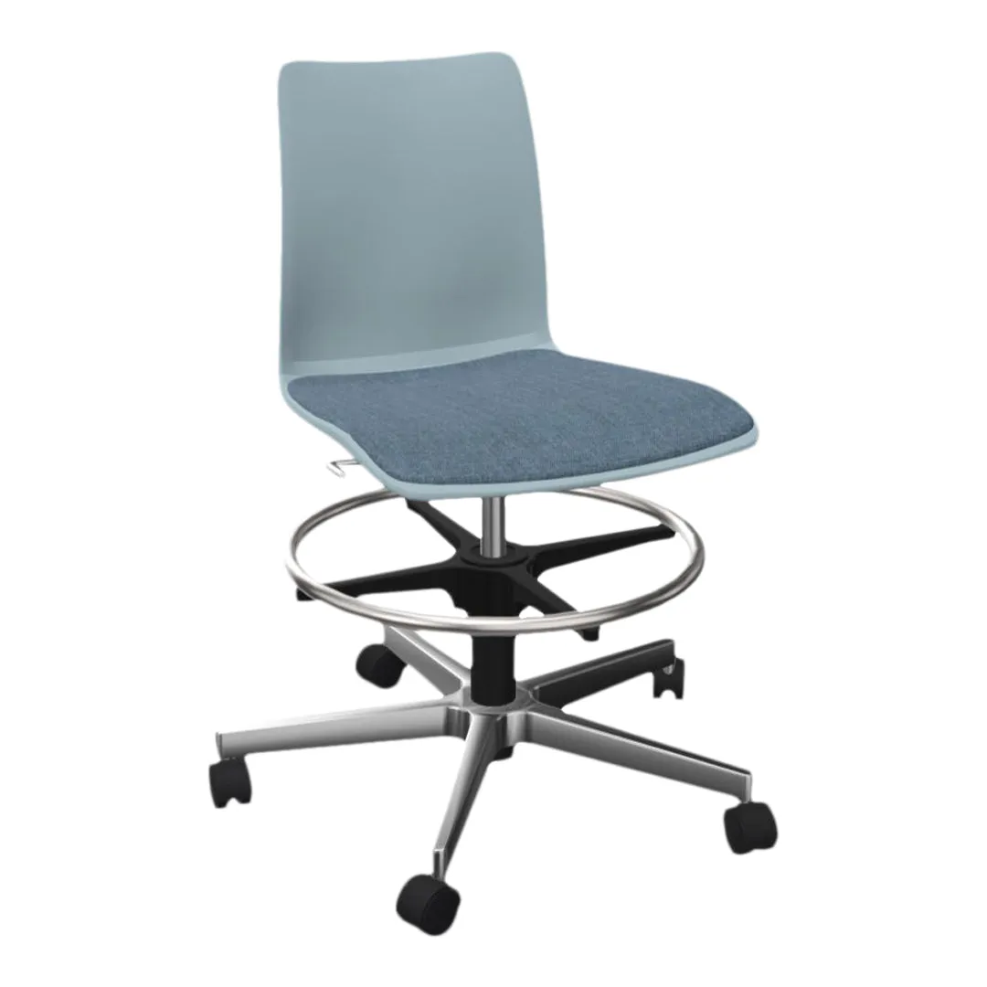MOOD Learn Conference Chair - Upholstered Seat - 5-Star Base w/ Casters & Footrest