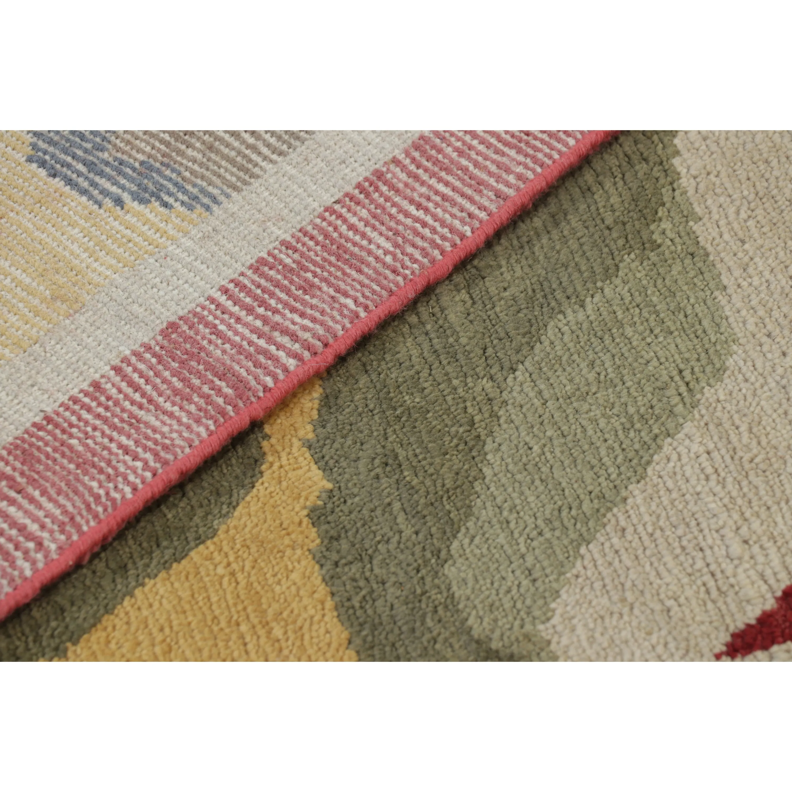 Multicolored Contemporary Wool Cotton Rug - 6'1" x 8'11"