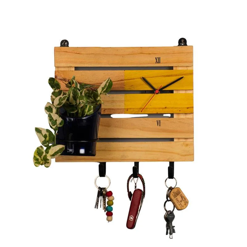 Multipurpose Wooden Board with Antiquity Planter (Yellow)
