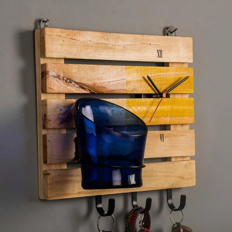 Multipurpose Wooden Board with Antiquity Planter (Yellow)