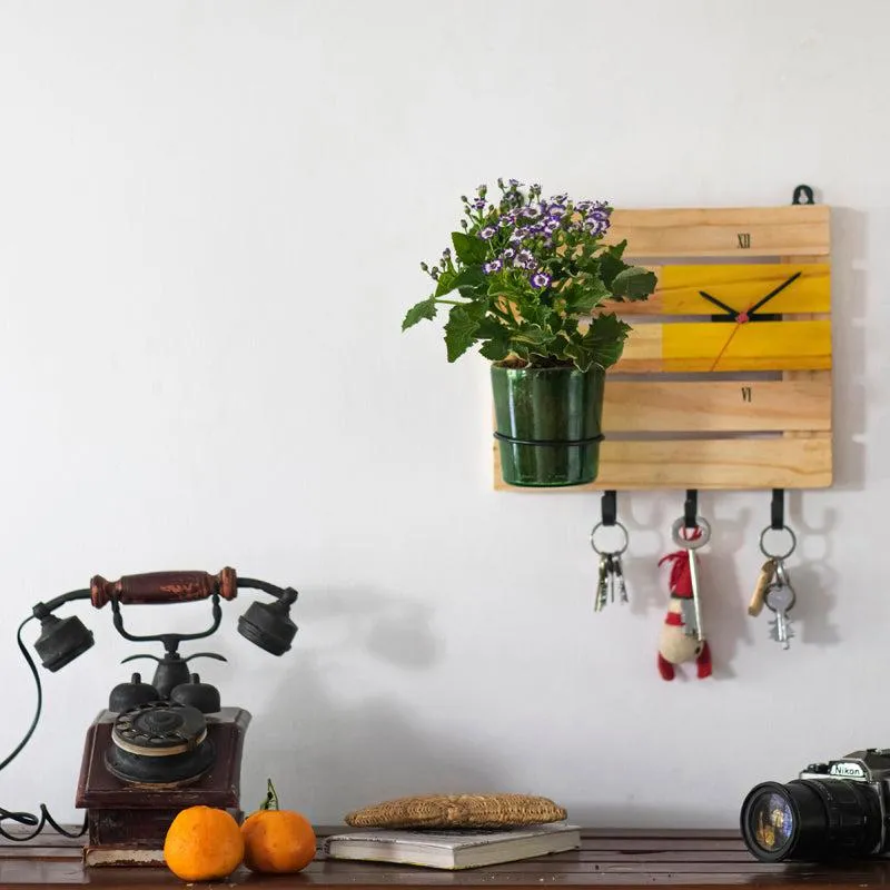 Multipurpose Wooden Board with Vat69 Planter (Yellow)