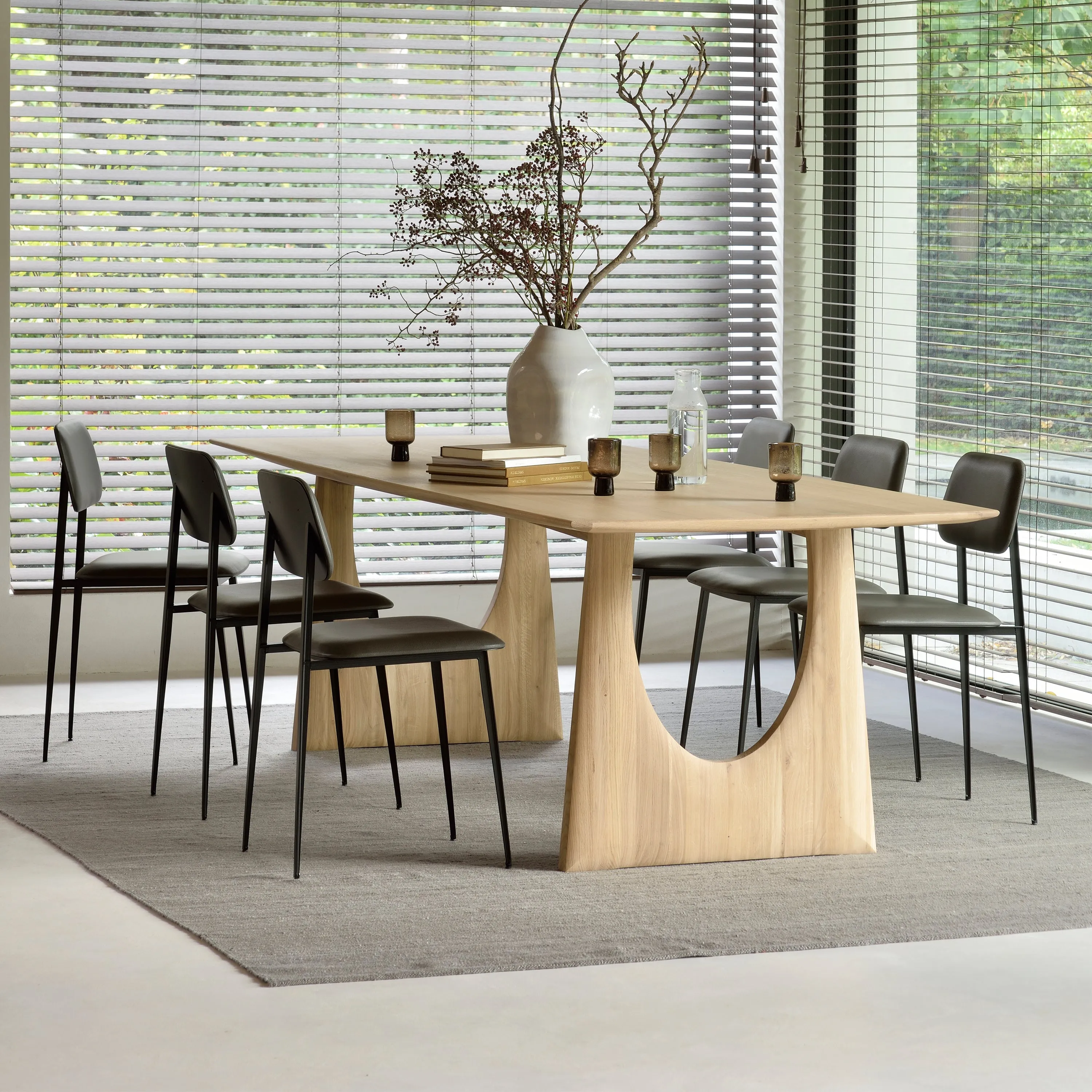 Oak Geometric Rectangular Dining Table