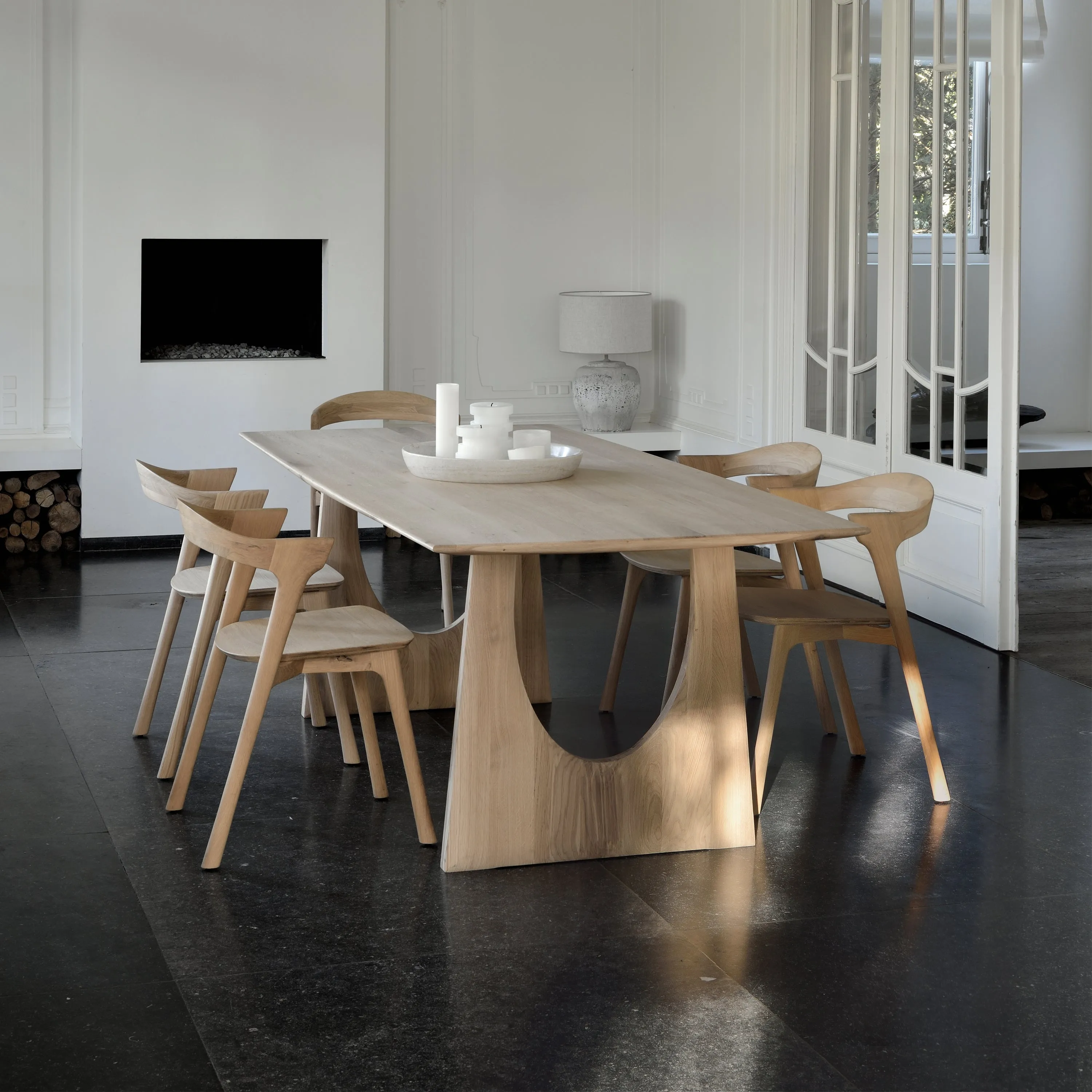 Oak Geometric Rectangular Dining Table