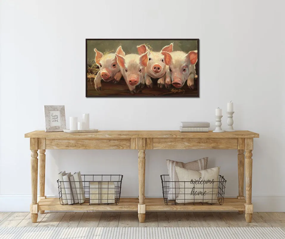 Oinks Overflowing Wall Art - Pink/Brown - 37 X 19