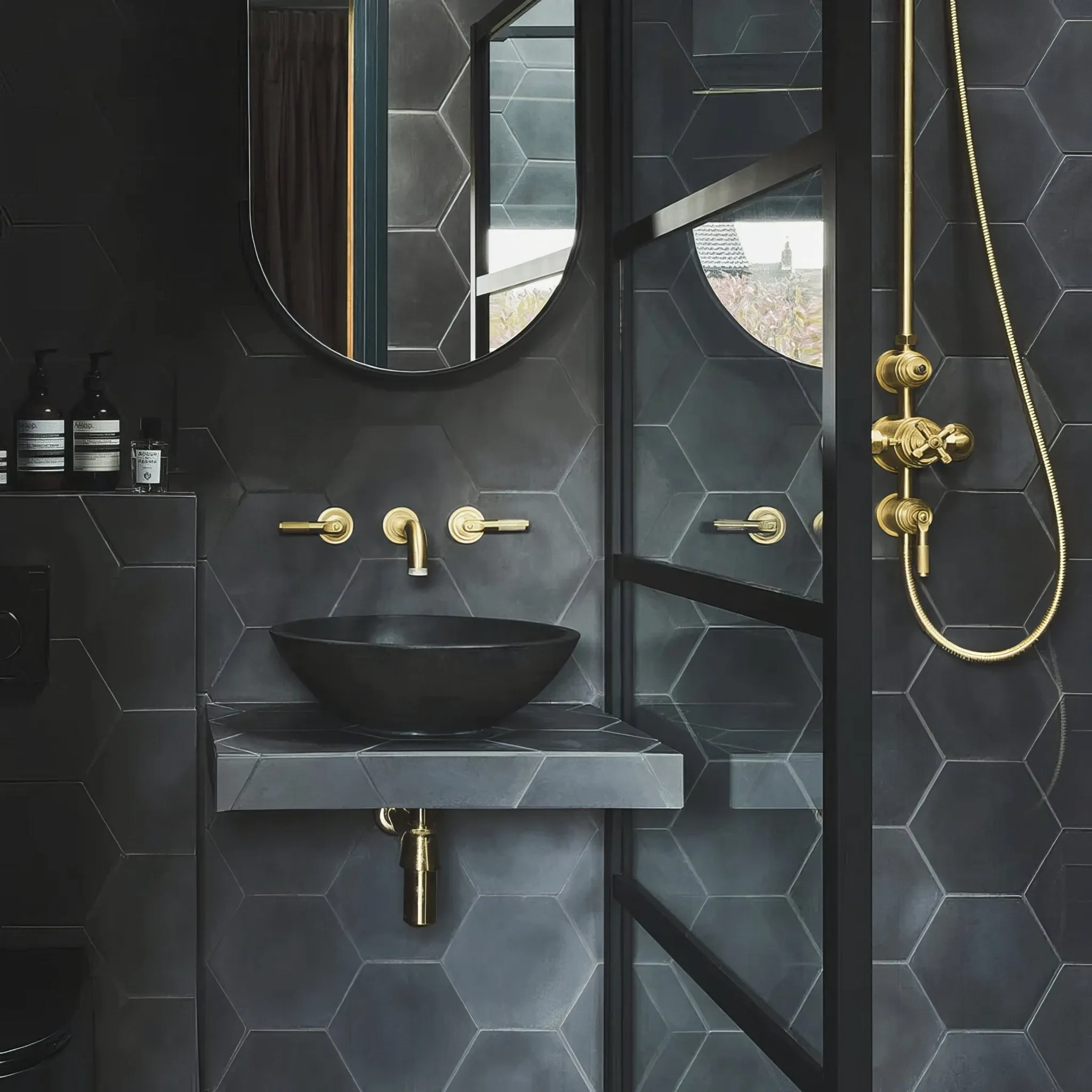 Old Iron Hexagonal Tile