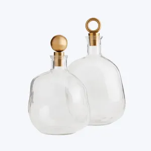 Organic Glass Decanters, Set of 2