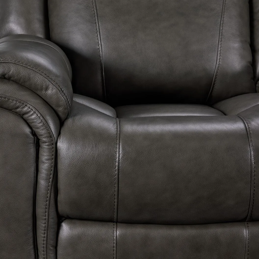 Plaza Leather Reclining Loveseat with Console - Grey
