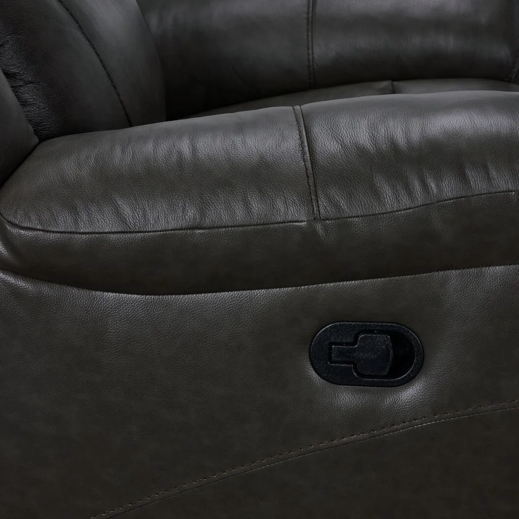 Plaza Leather Reclining Loveseat with Console - Grey