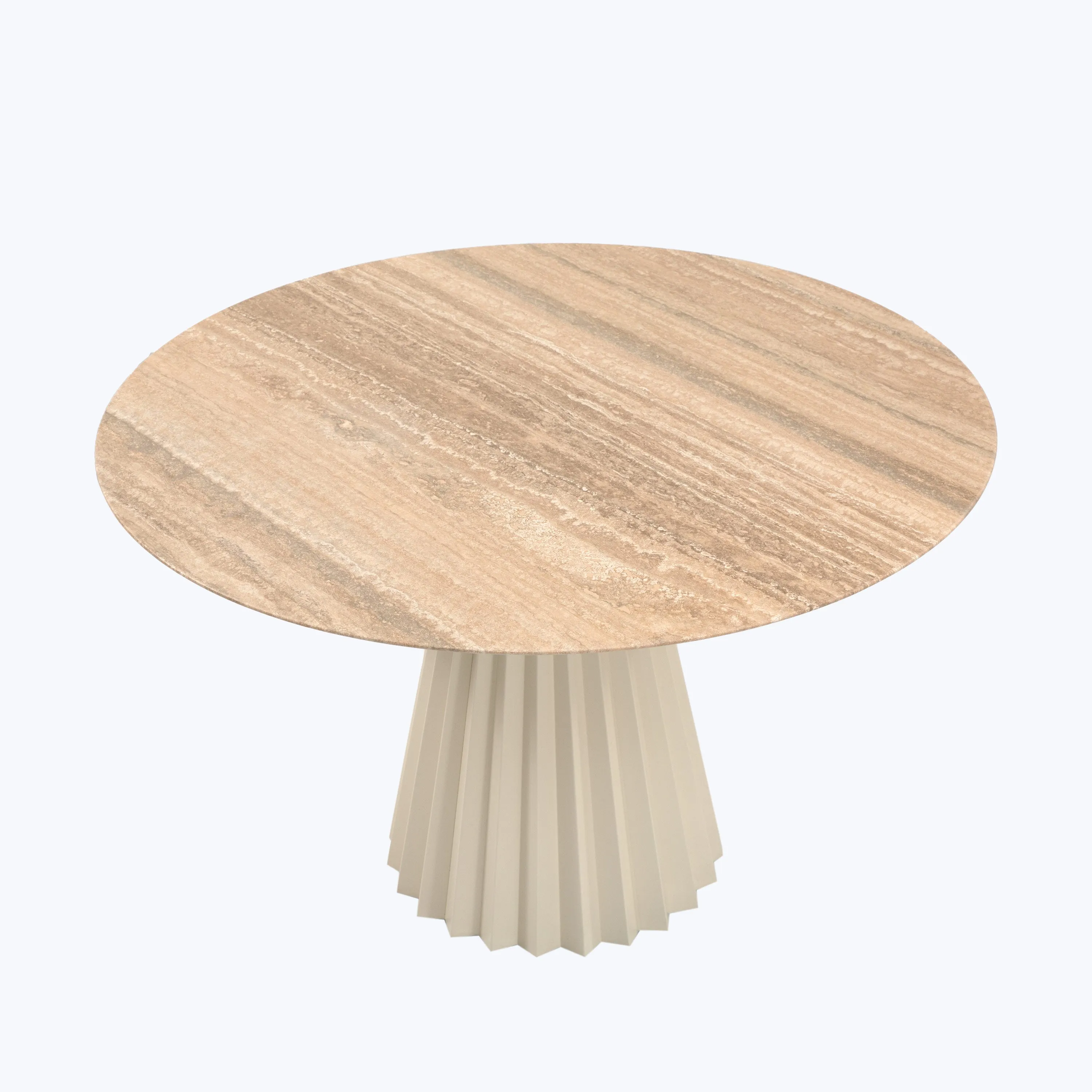 Plisse Travertine Round Dining Table