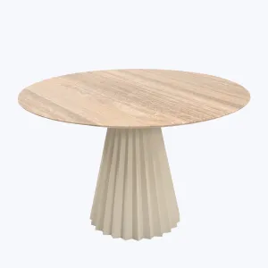 Plisse Travertine Round Dining Table