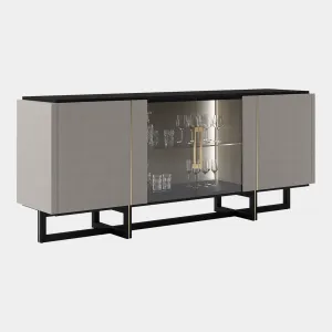 Porto - 4 Door Sideboard With Oak Front, Top & Feet