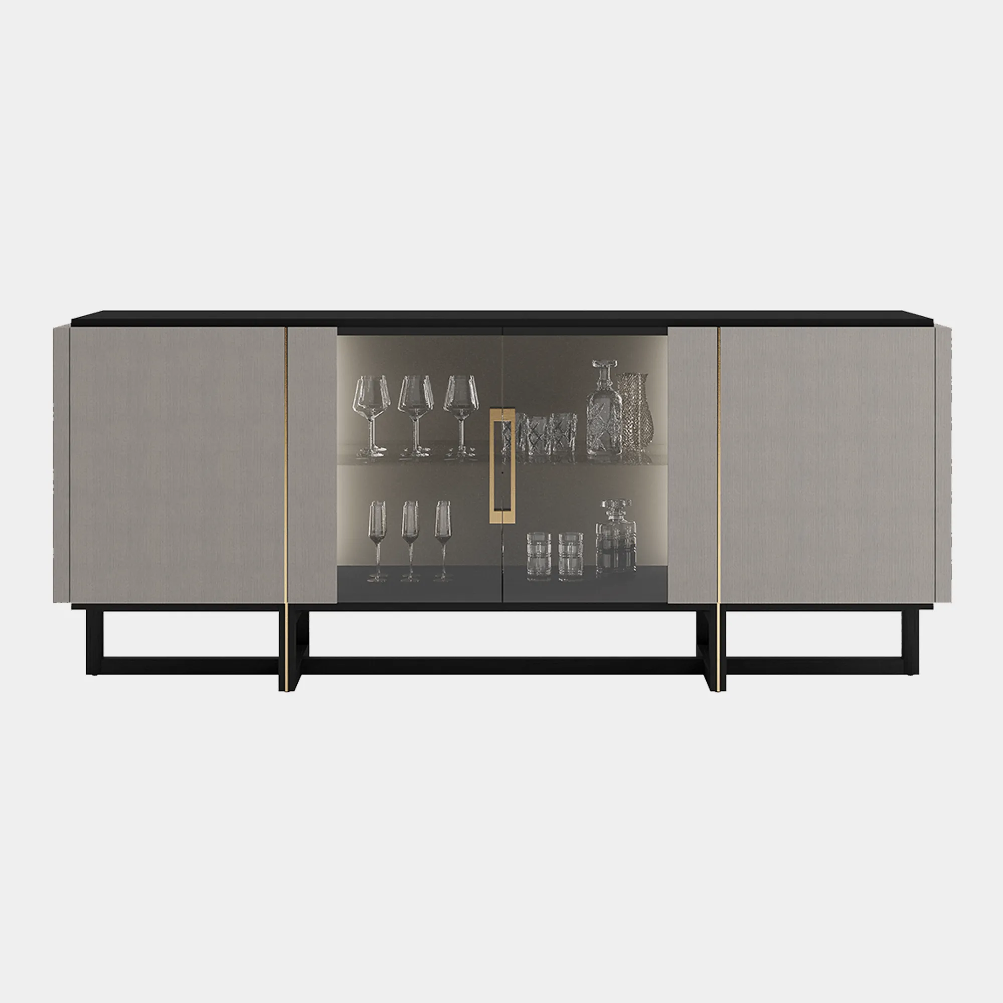 Porto - 4 Door Sideboard With Oak Front, Top & Feet
