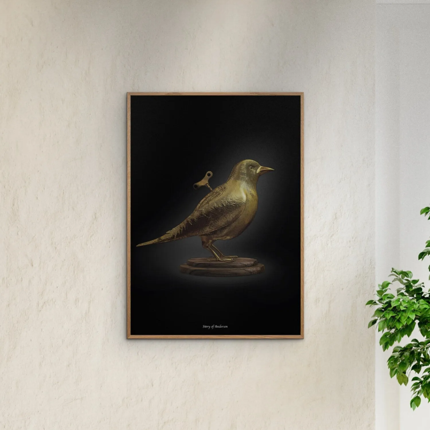 Poster & Frame Story Of Andersen - Nattergalen - Hvid/Sort Baggrund