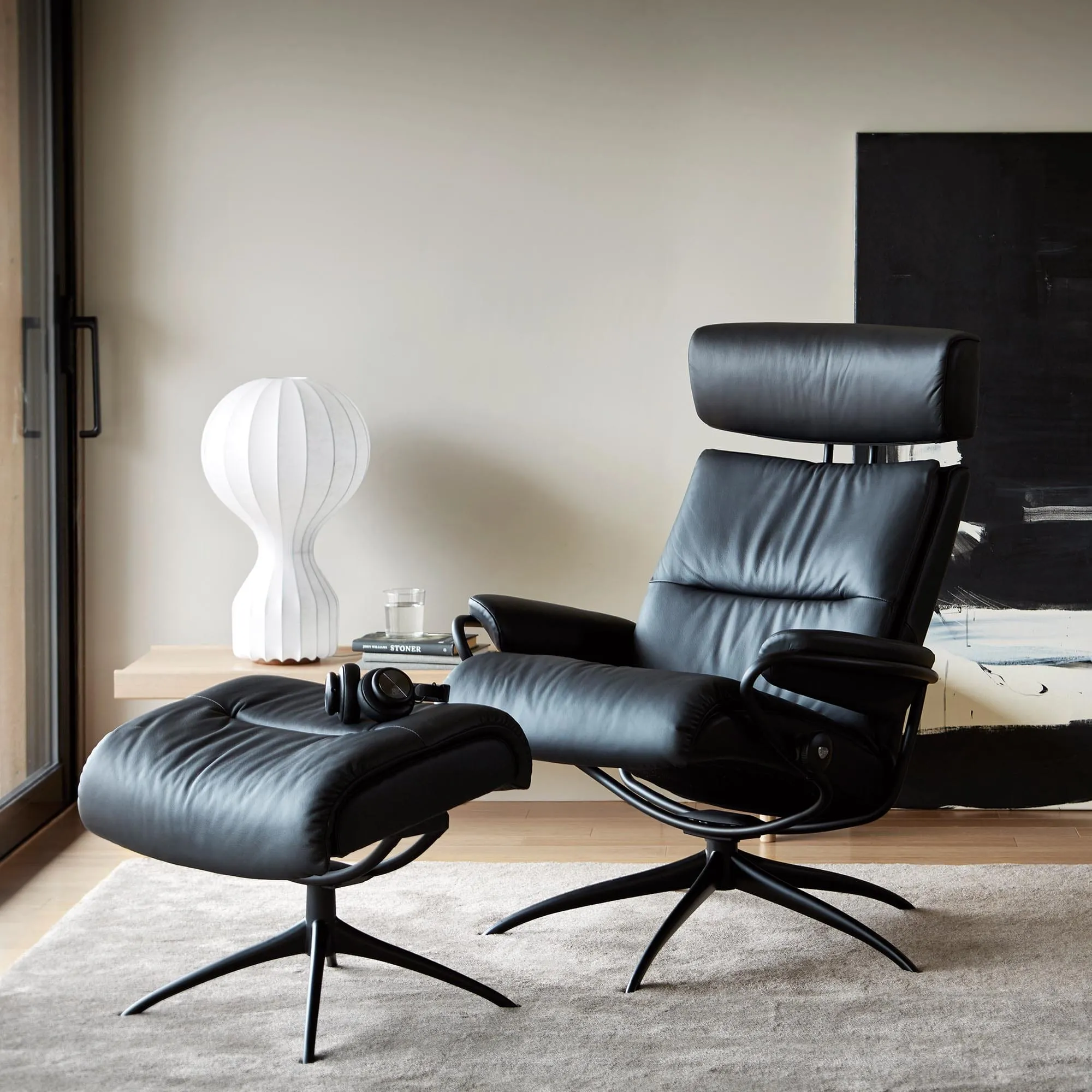 (Quickship) Stressless Tokyo - Chair & Stool With Star Base In Paloma Leather