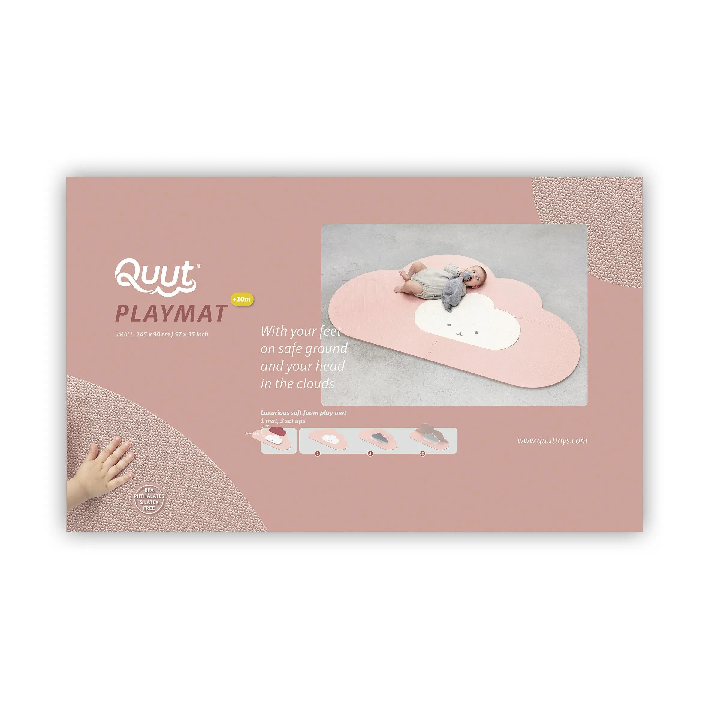 Quut Playmat - Head In The Clouds (S - 145 x 90cm) - Blush Rose